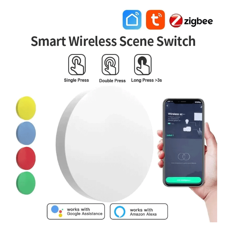 Home Assistant Tuya - Inteligentny bezprzewodowy przycisk scen ZigBee Tuya,